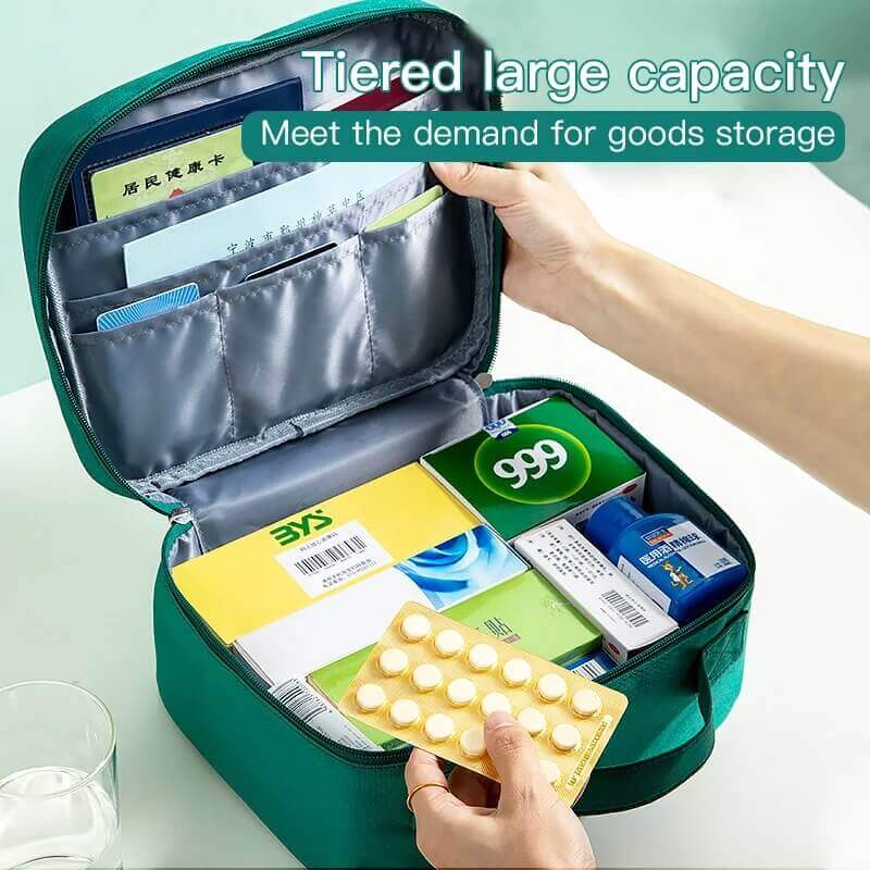 Emergency First Aid Bag Medication Organizer