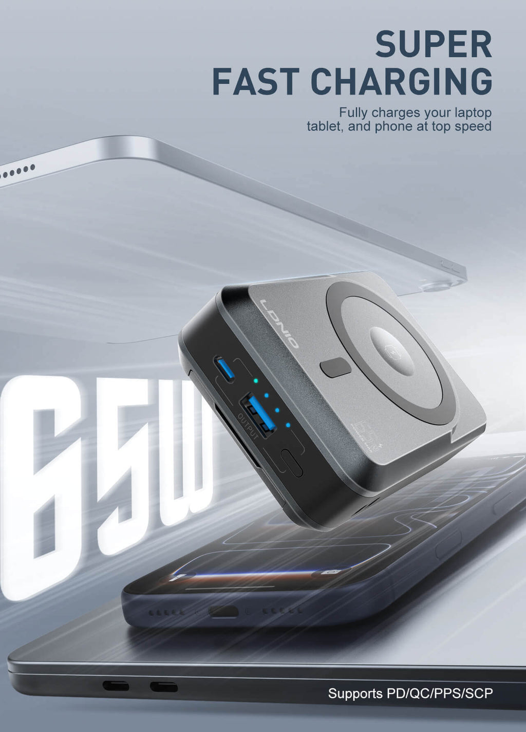 LDNIO 4-IN-1 MAGNETIC WIRELESS POWER BANK & CHARGER #PQ26 – view 7