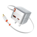 شاحن سريع LDNIO GaN ‏65W مع كابل USB-C قابل للسحب ‎#Q10