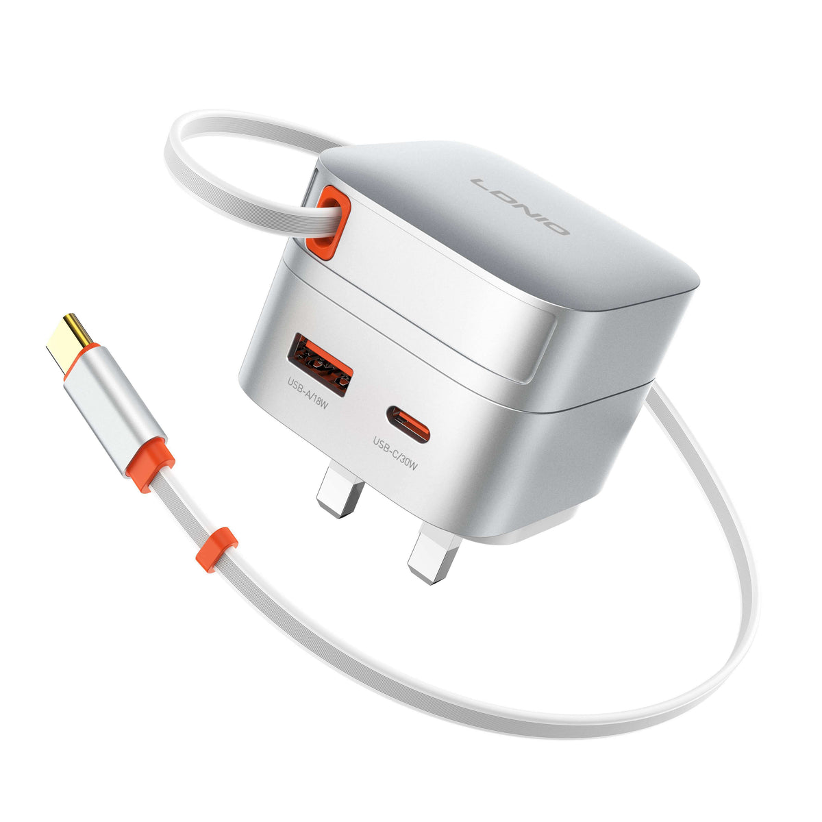 LDNIO 65W GaN Fast Charger with Retractable USB-C Cable #Q10