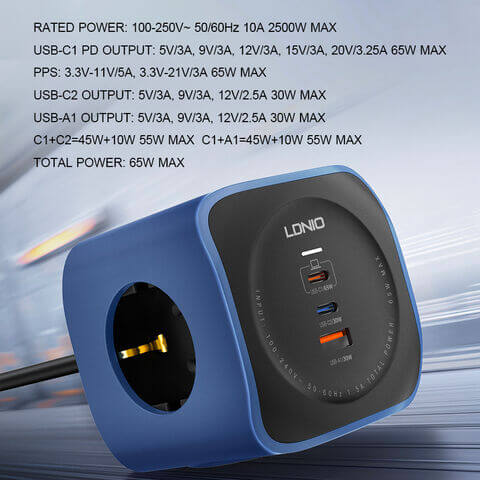LDNIO 6in1 Power Socket Cube Extension #SE3338 – view 3