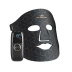 LED light therapy mask with digital controller on a white background