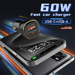 LDNIO 60W PD QC Super Fast Car Charger #C103