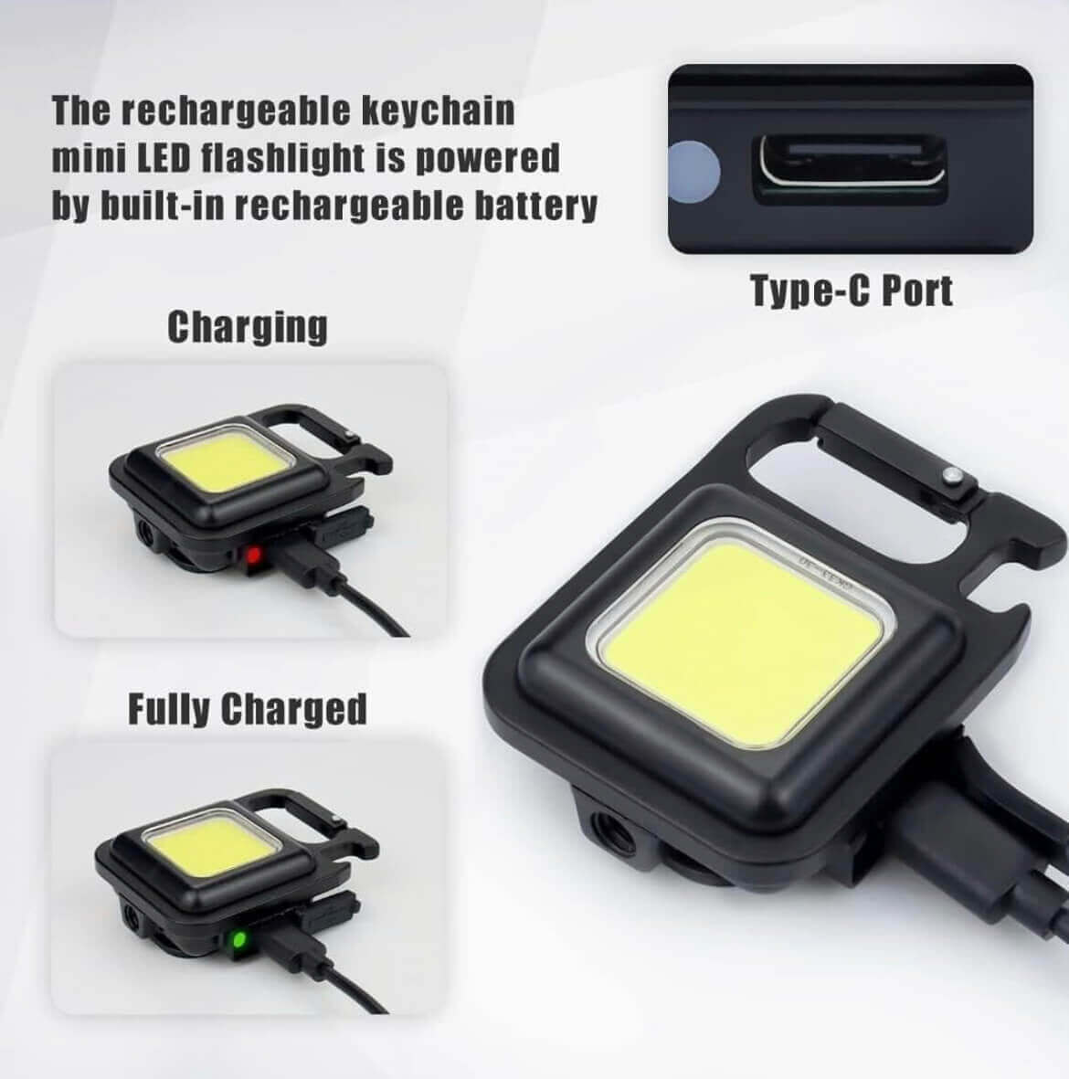 Mini Rechargeable COB Keychain Flashlight - Buyrouth