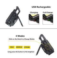 Mini Rechargeable COB Keychain Flashlight - Buyrouth