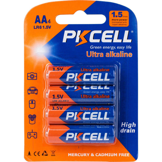 PKcell AA Ultra Alkaline Battery 1.5 Volt Pack of 4