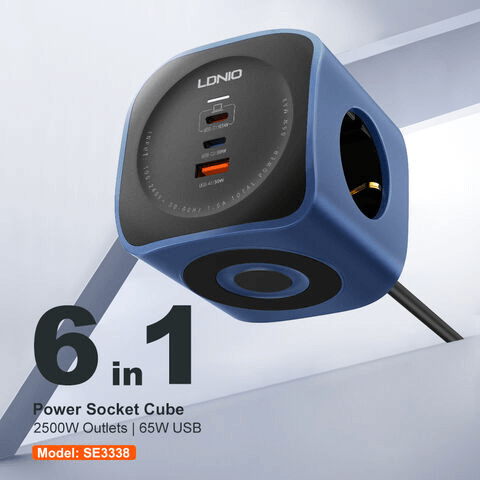 LDNIO 6in1 Power Socket Cube Extension #SE3338 – view 2