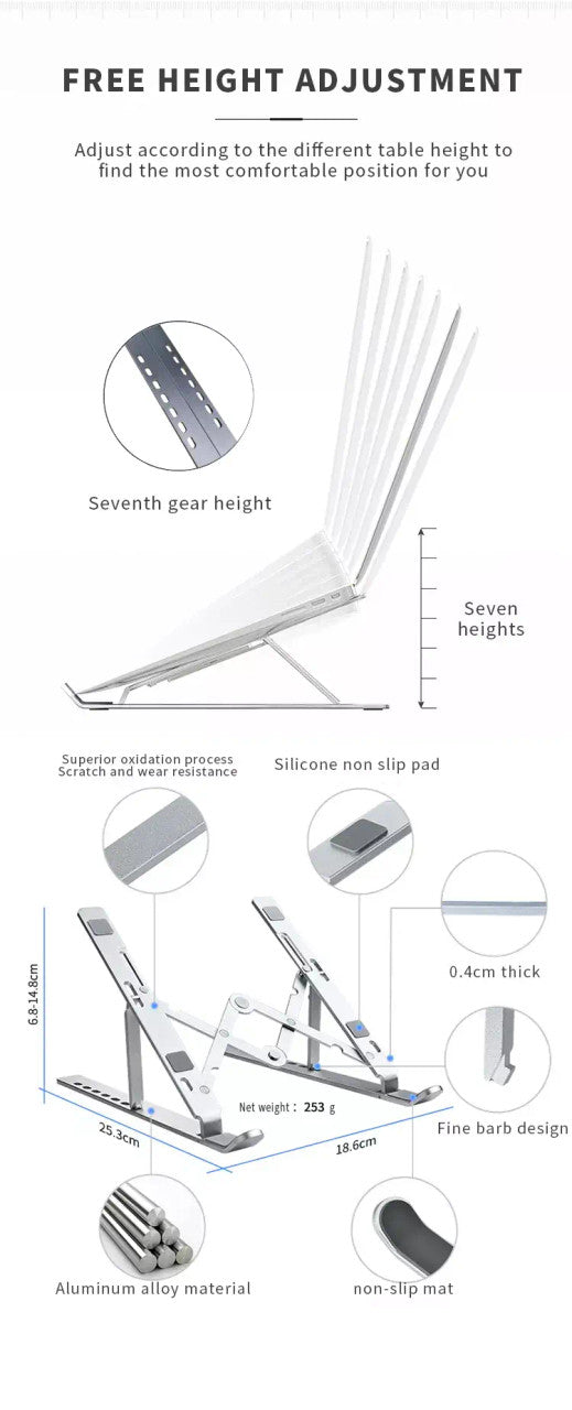 Adjustable Aluminum Laptop Stand Holder – view 5