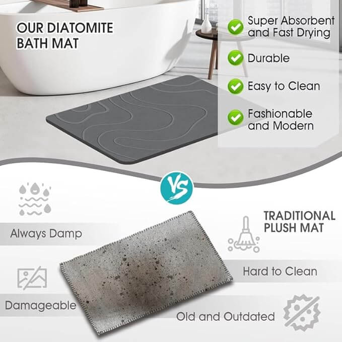 UrbnCare® Non Slip Stone Diatom Bath Mat – view 4
