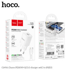 Hoco 30W Fast Charger with Type C to Lightning Cable Set #C149A