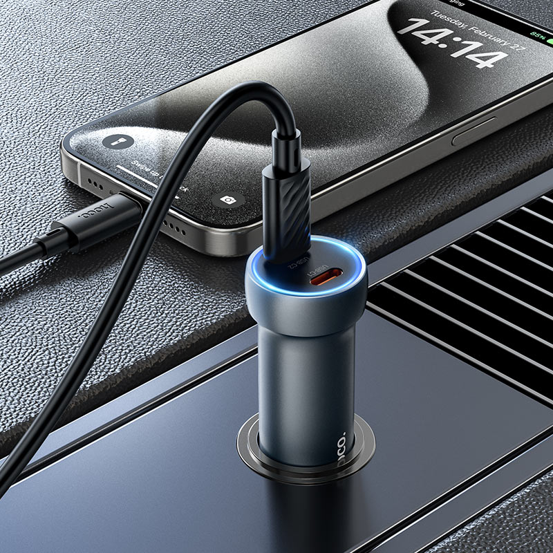 Hoco 60W Dual Port Car Charger #Z54B – view 2