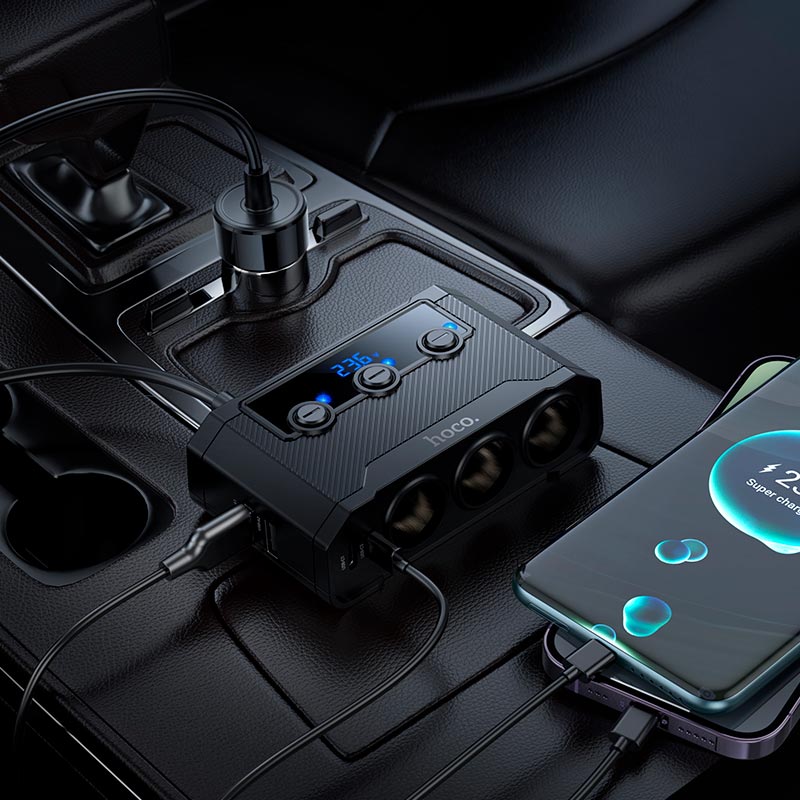 Hoco Multifunctional Car Charger & Cigarette Lighter Adapter #Z64 – view 2