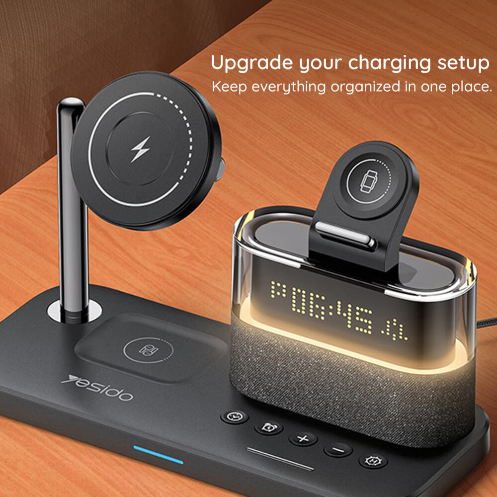 Yesido 6-in-1 Wireless Charging Station with Clock #DS37 – view 3