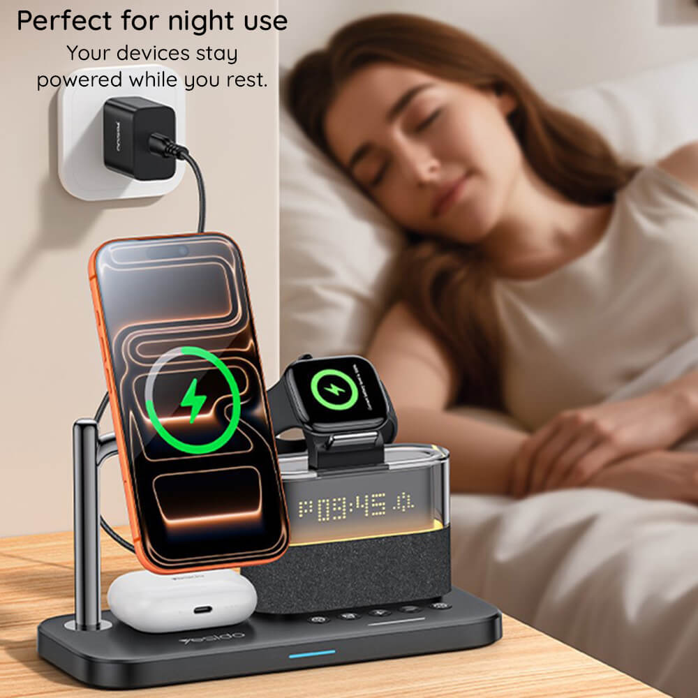 Yesido 6-in-1 Wireless Charging Station with Clock #DS37 – view 2