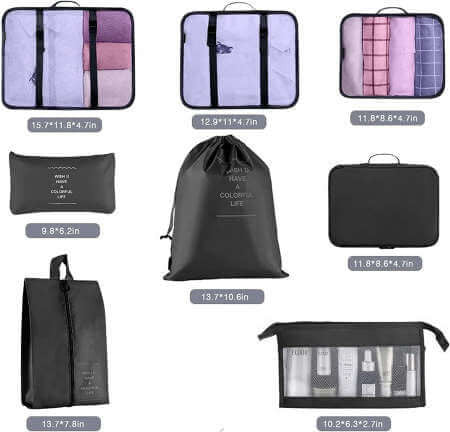 8 Piece Travel Packing Cubes Luggage Organizer - Buyrouth