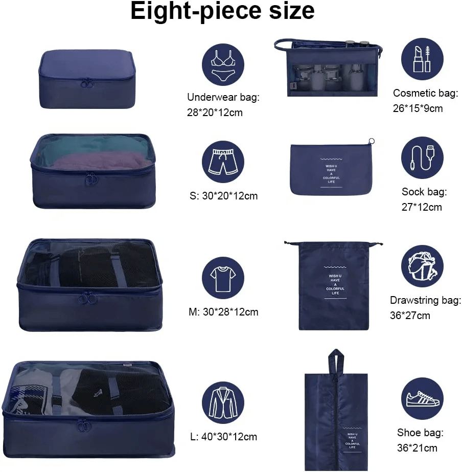 8 Piece Travel Packing Cubes Luggage Organizer – view 11