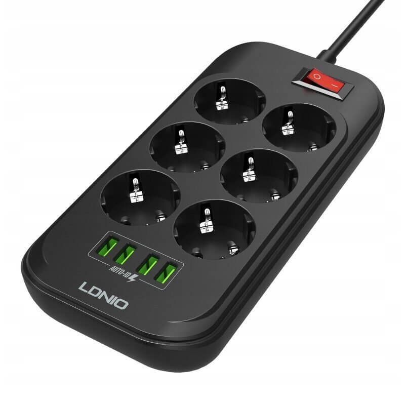 LDNIO 6 Port Power Strip with USB Charger #SE6403 – view 3