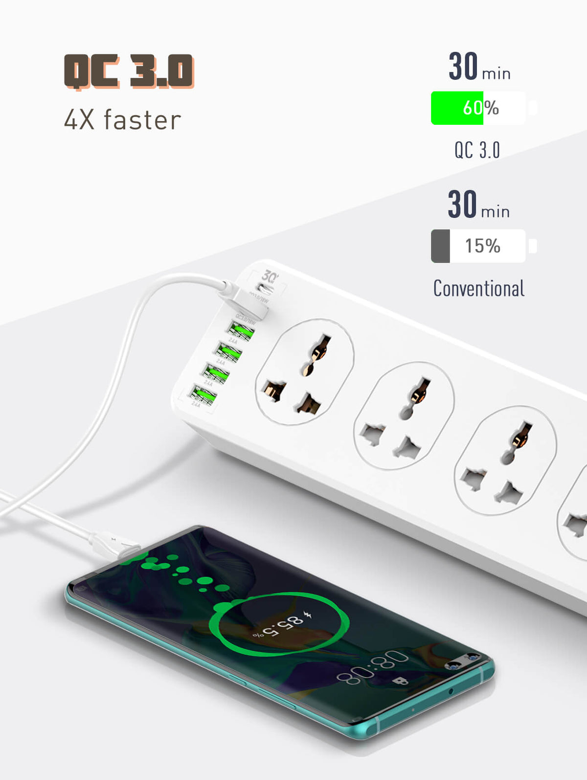 LDNIO 10 AC Outlets Universal Power Strip #SC10610 – view 7