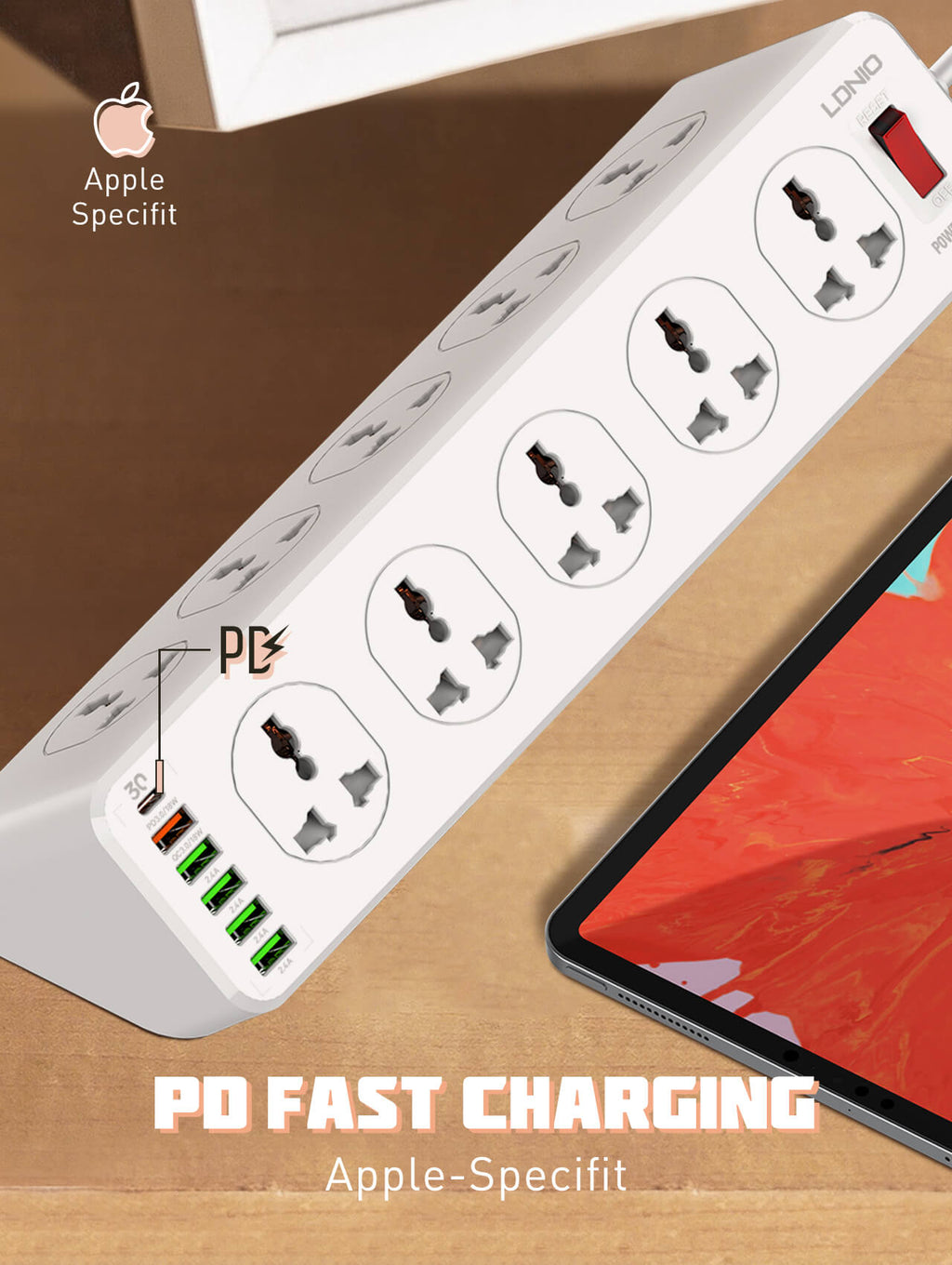 LDNIO 10 AC Outlets Universal Power Strip #SC10610 – view 8