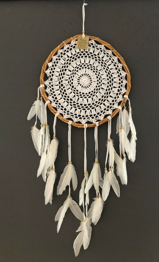 Handwoven White Crochet Dreamcatcher