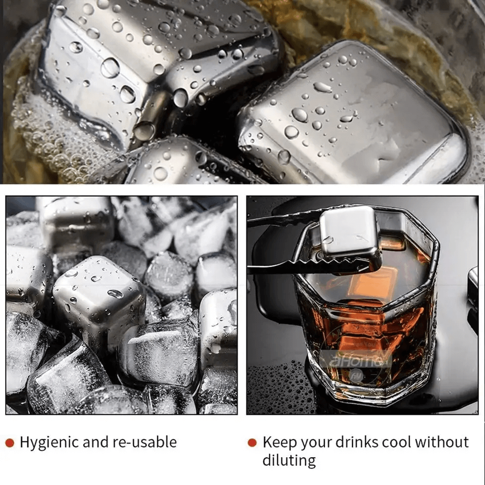 Stainless Steel Reusable Ice Cubes with Ice Tong - Buyrouth