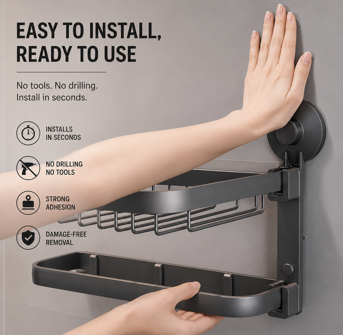 TAILI Space3.0 Double Folding Bath Towel Rack #AW914 – view 3