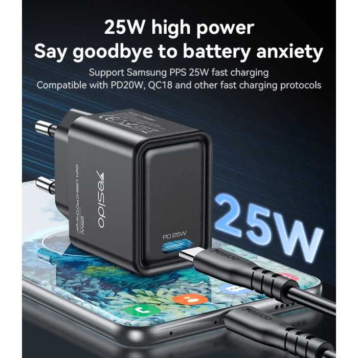 Yesido GaN 25W Fast Charging Adapter #YC62 – view 2