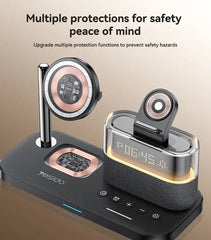 Yesido 6-in-1 Wireless Charging Station with Clock #DS37