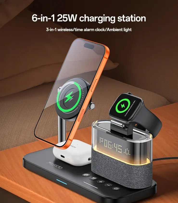Yesido 6-in-1 Wireless Charging Station with Clock #DS37 – view 5