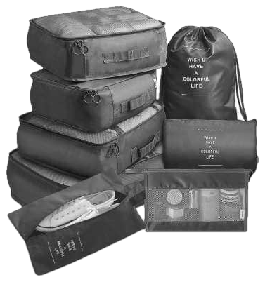 8 Piece Travel Packing Cubes Luggage Organizer