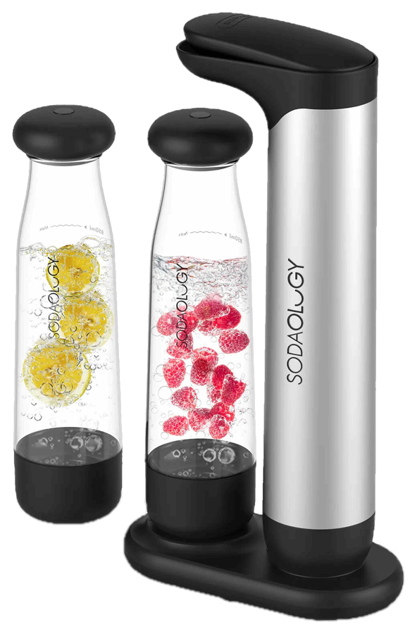 Sodaology Sparkling Water & Soda Maker with Two Bottles + CO₂ Cylinder